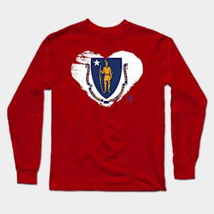 U.S. State - I Love Massachusetts - Massachusetts Flag Long Sleeve T-Shirt